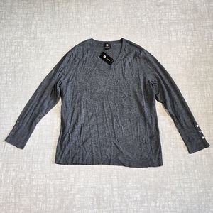 NWT Gray JM Collection V-neck Sweater Size XXL
